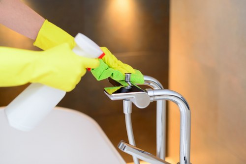 Professional cleaner working in a SE22 home with local residential surroundings